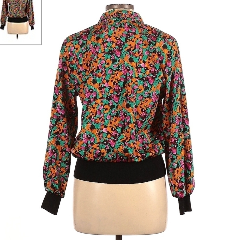 Vintage Notations Lightweight Button Up Floral Cr… - image 2